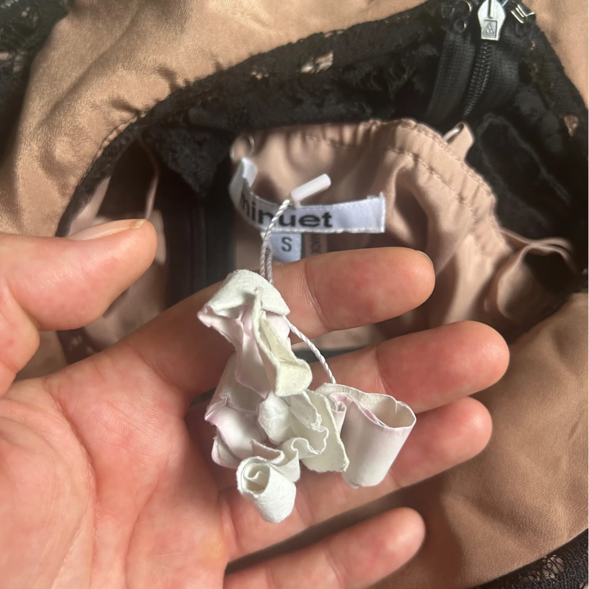 NWOT Minuet Petite Black Blue Lace Mini Dress Peter Pan Collar Formal Small - Image 7