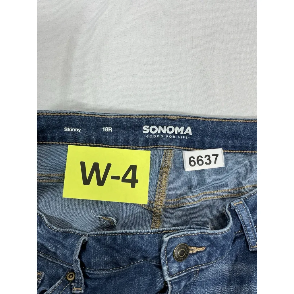 Womans Sonoma Distressed Blue Jeans 18 R Skinny Excellent Condition - Image 3