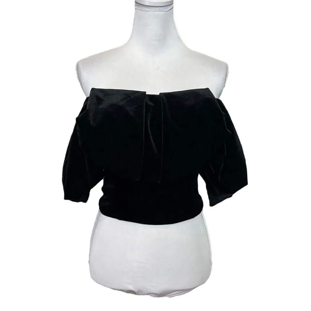 Anthropologie New Hutch Velvet Corset Top Black Off Shoulder Women’s Size 0P - Image 3