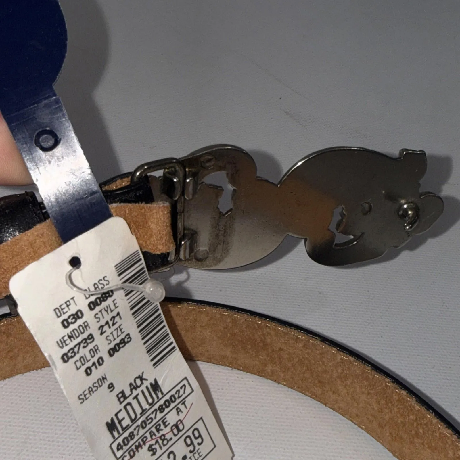 90’s Y2K J. G. Hook BLACK LEATHER SILVER SWIRL WESTERN BUCKLE BELT Small NWT - Image 5