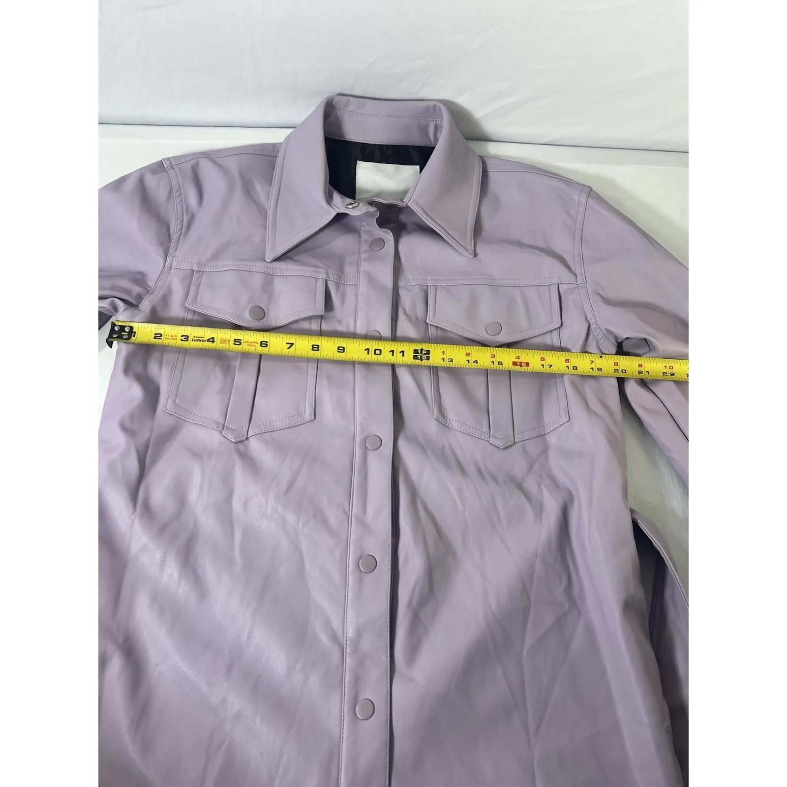 NVLT Lilac Purple‎ Faux Leather Shirt Jacket with Belt Size SMALL Women's Purple - Image 7