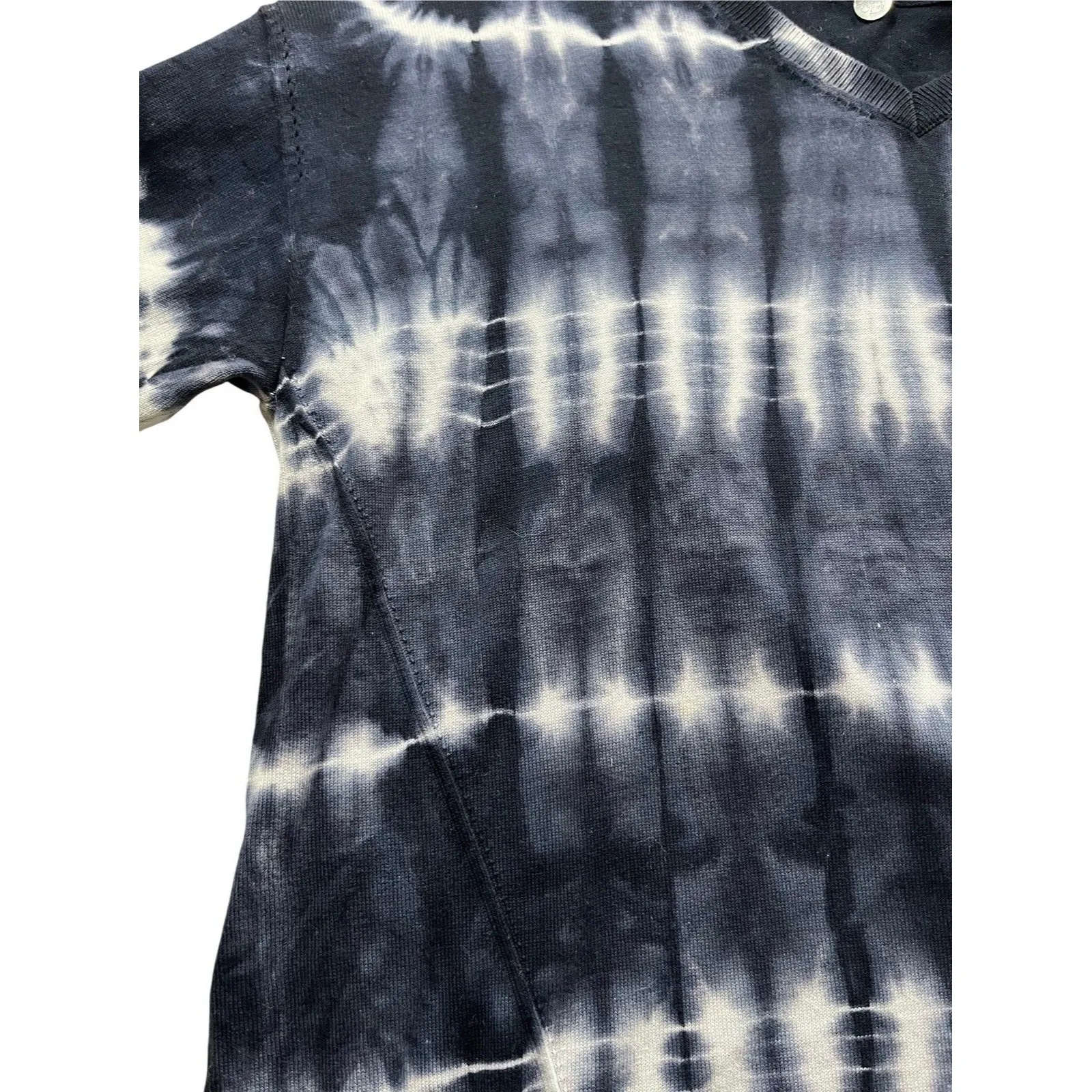 Womens Margaret O’Leary Sweater Blue Vneck - Image 4