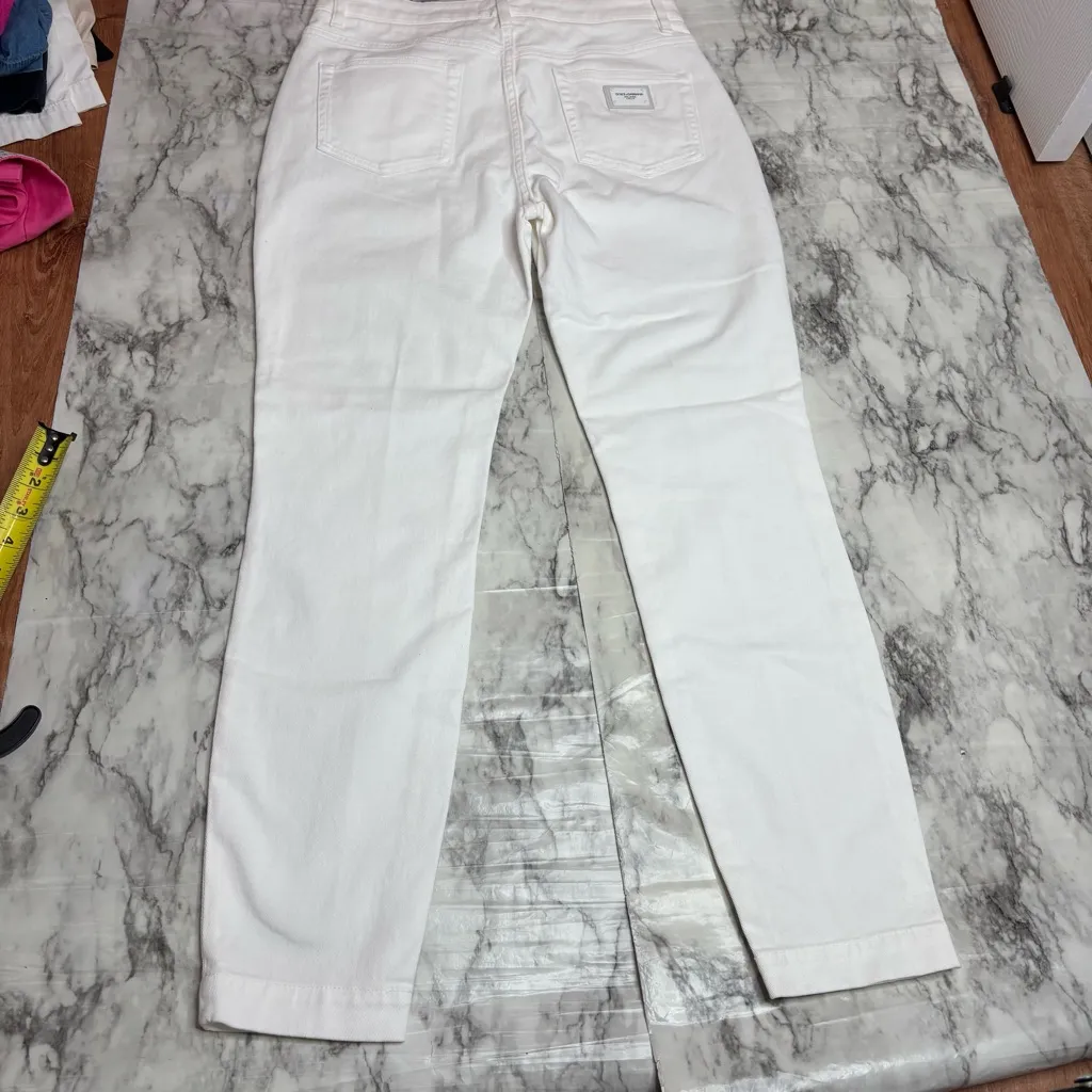 Dolce & Gabbana Audrey White high rise skinny jeans made in Italy size 46 /10 - Image 7
