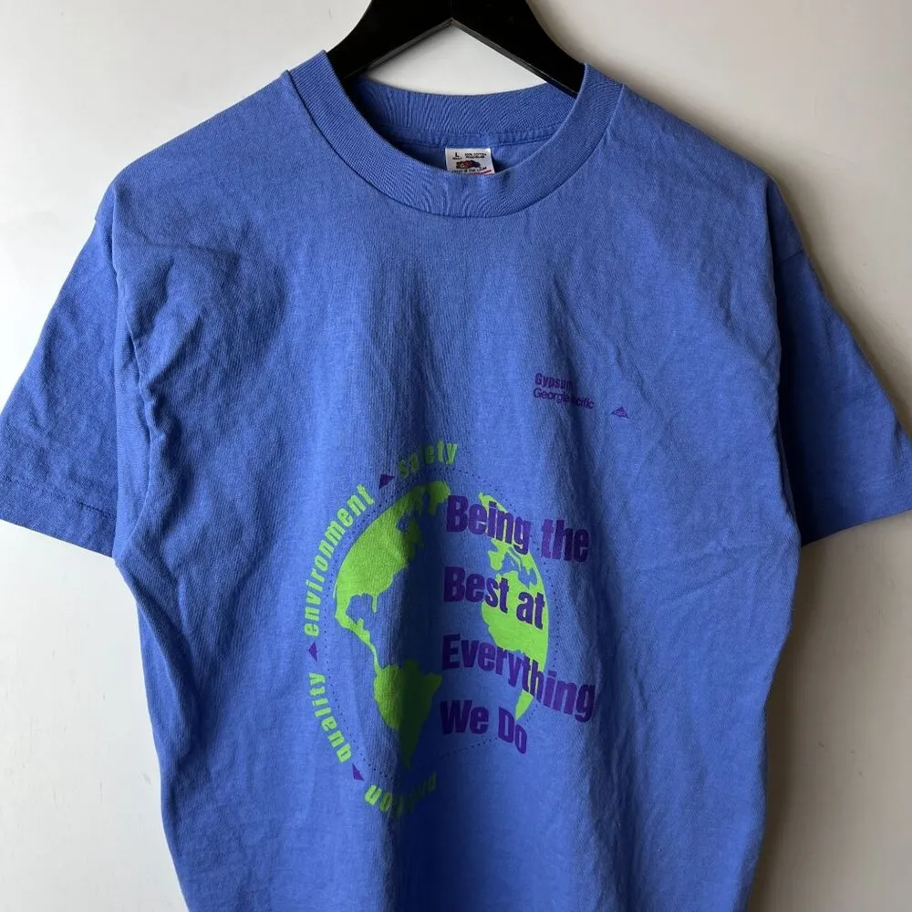 Georgia Pacific T Shirt Vintage 90s Blue Medium M Graphic Tee - Image 11