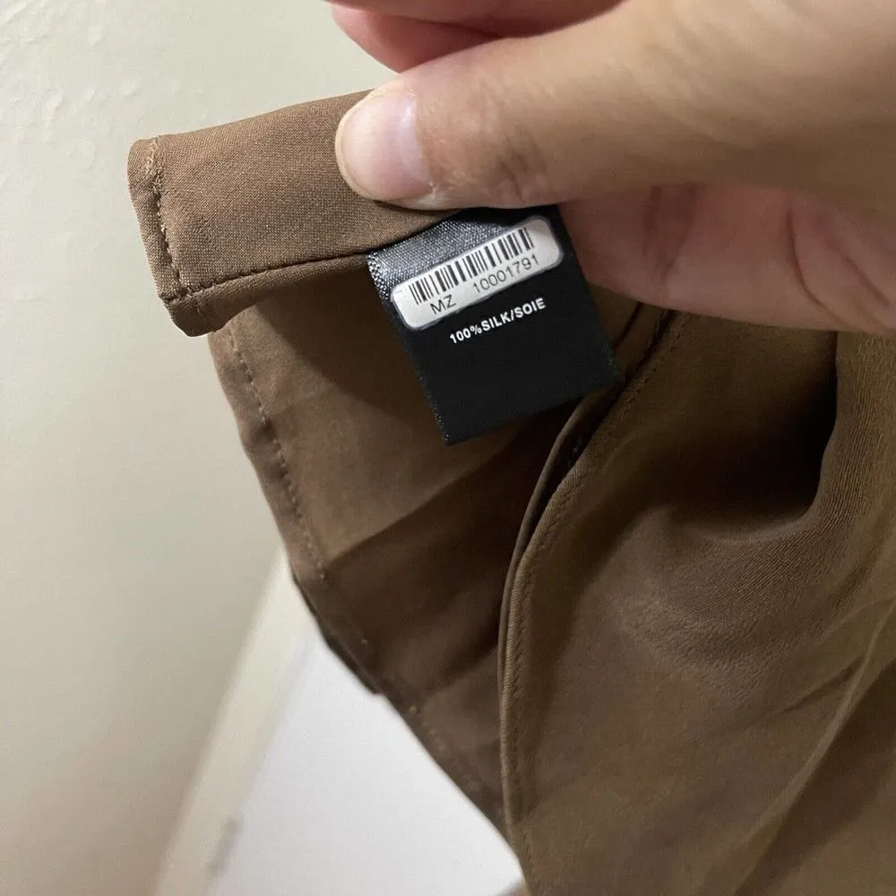 Lafayette 148 new york tan brown cap sleeve silk short dress size US 4 - Image 6