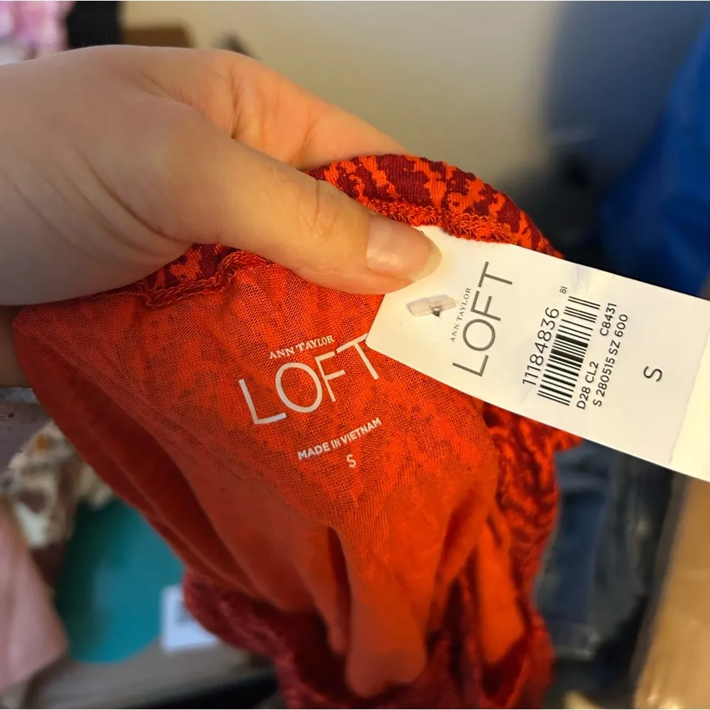 Nwt Loft Orange Chevron Elastic Waist Tank - Image 3