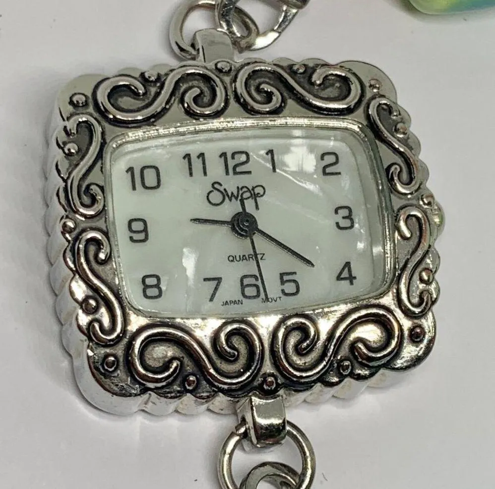 Swap women’s Quartz analog watch 28mm silver tone pearl dial beads size 7” runs - Image 2
