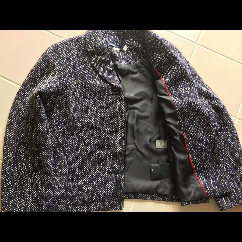 NEW Tommy Hilfiger womens size 4 cobalt blue woven knit cropped blazer coat NWOT - Image 2