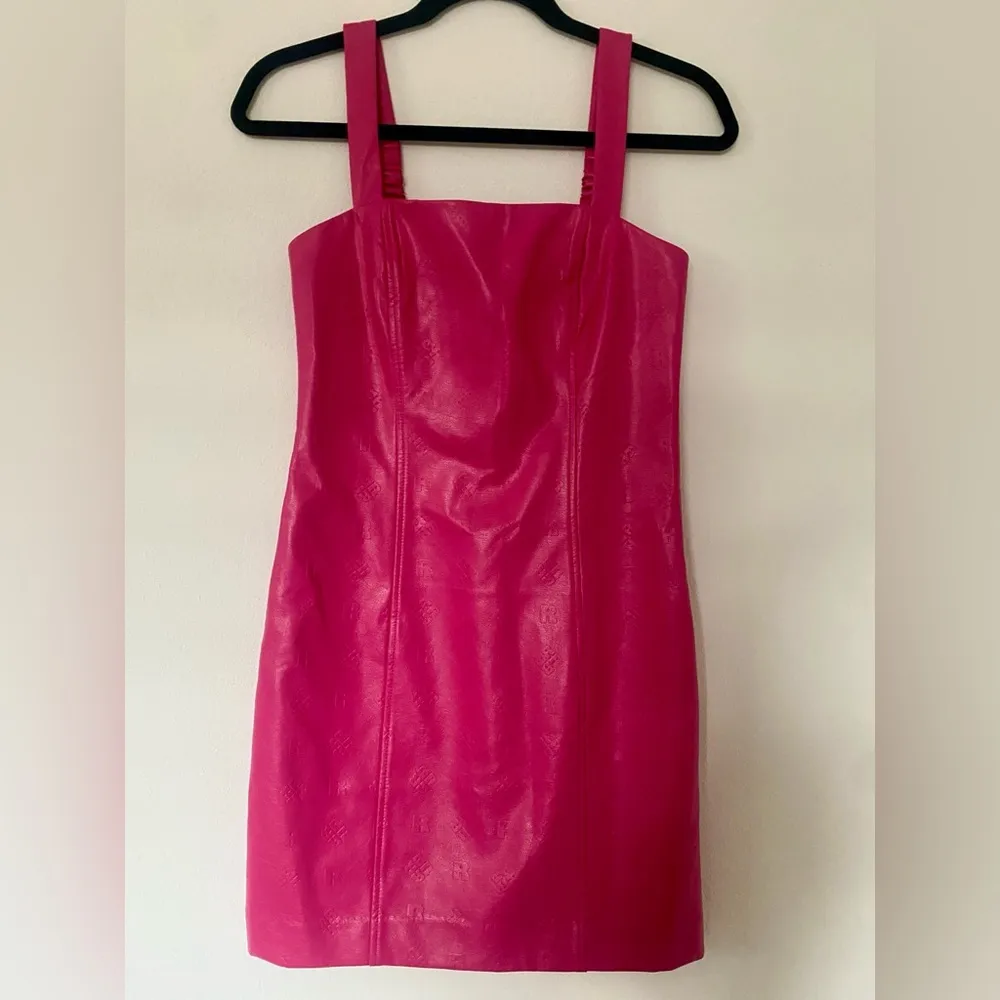 Rotate Birger Christensen Herlina Faux Leather Mini Dress Barbie Pink 90s Style Size 4 - Image 4