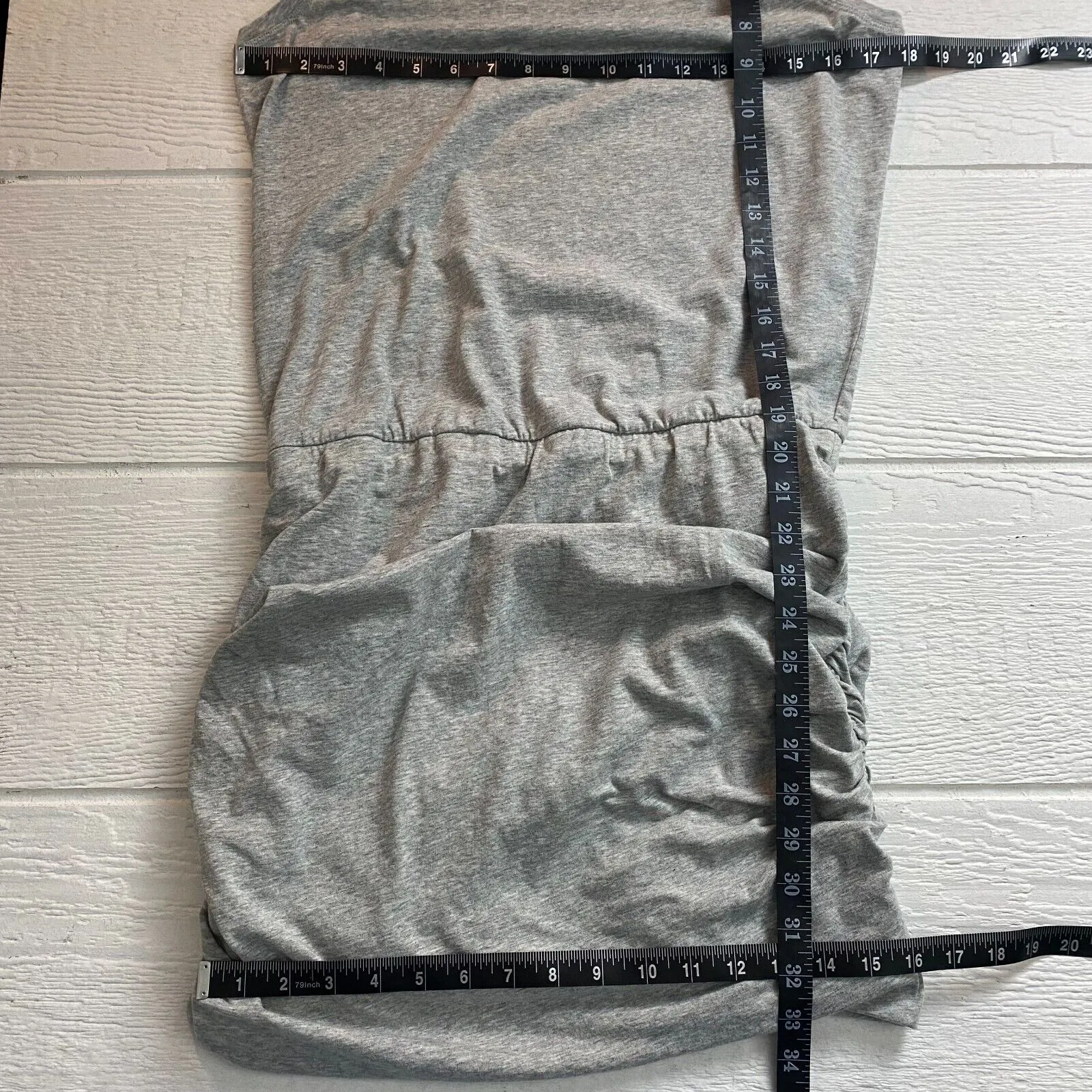 Cabi Dress Medium Everyday Ruched Gray Stretch Tank Mini Casual Minimalist Tank - Image 9