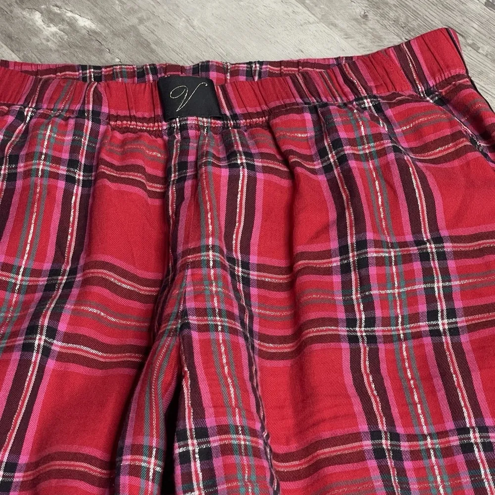 Victoria's Secret Lounge Pants Red Black Plaid Pajama Bottoms Jogger Small Z-257 - Image 3