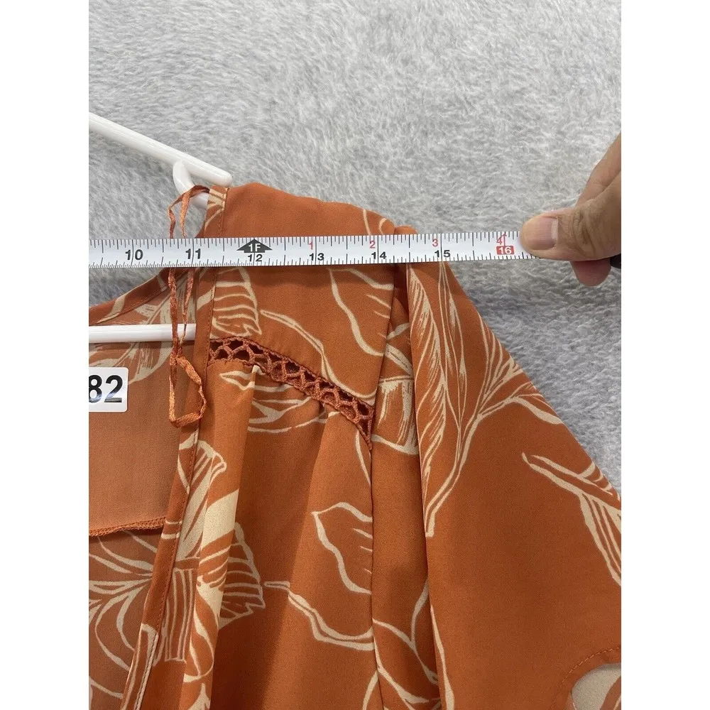 Sienna Sky Women's Blouse Surplice Blouse Burnt Orange Short Sleeve Size Medium - Image 8