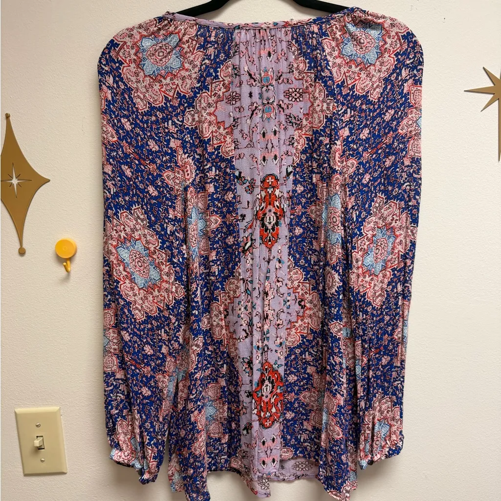LUCKY BRAND Boho Floral Medallion Peasant Blouse – Size Medium - Image 6