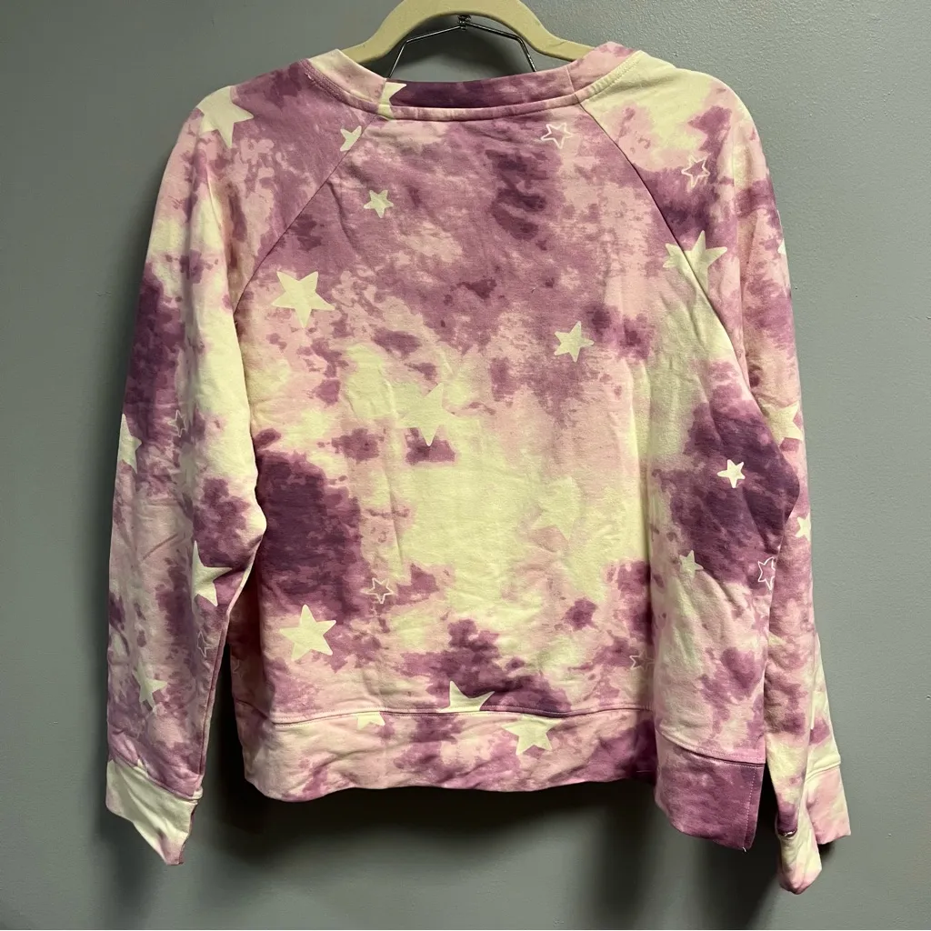 Wildfox Lounge Set Tie Dye Stars in Purple & White Sz L NWT Sweatshirt & Shorts - Image 6