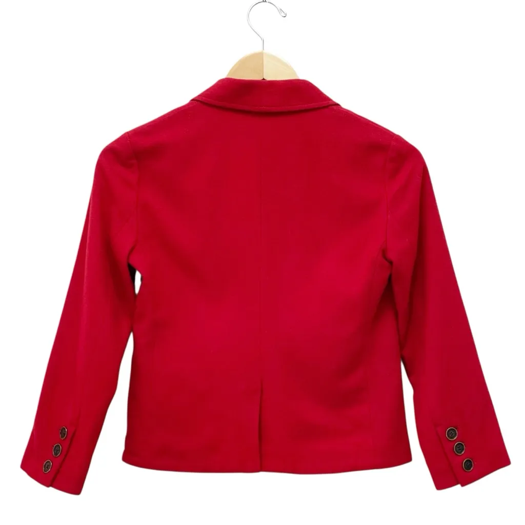 Abercrombie & Fitch Cropped Red Blazer Size XS Wool Blend 2 Button Jacket Preppy - Image 3