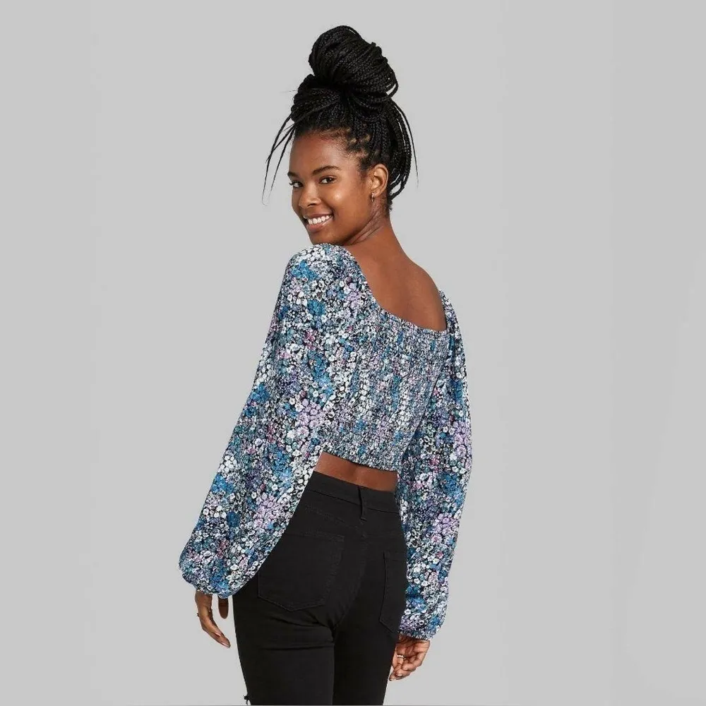 Wild Fable Floral Cropped Cinch Top - Image 2