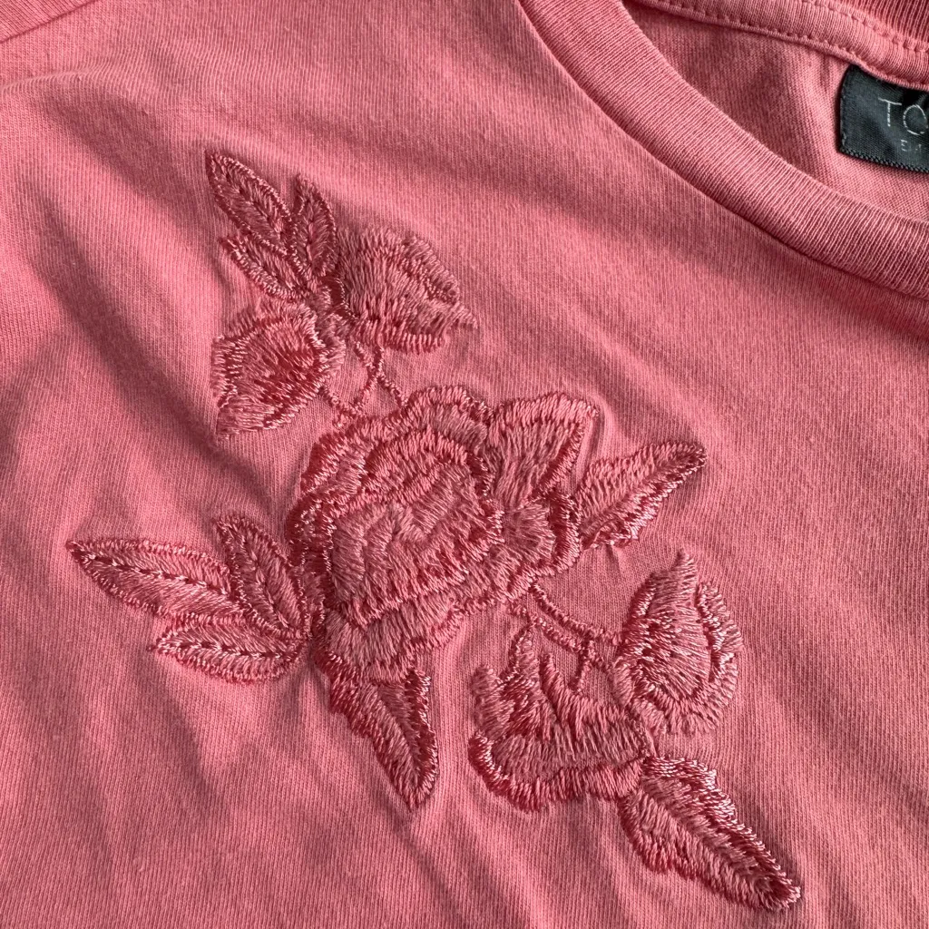 Topshop Coral Embroidered Short Sleeve Tee - Image 4