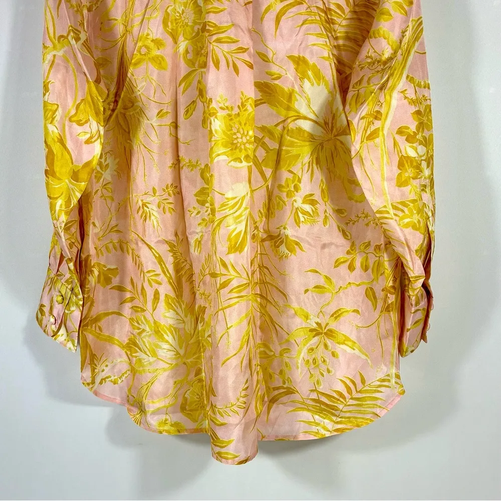 Zimmermann Golden Relaxed Silk Button Up Shirt Light Pink Yellow US 6 AU 1 NEW - Image 15