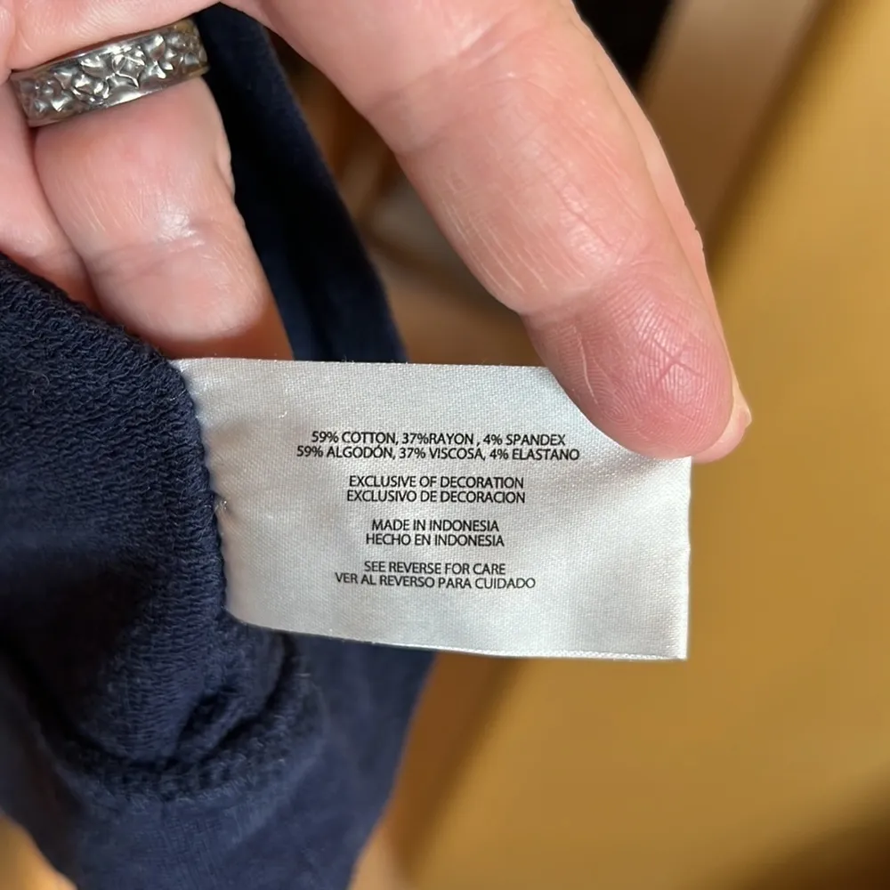 Orvis Women's Navy Blue Stripe Cozy Hooded Pullover Size Large - Image 8