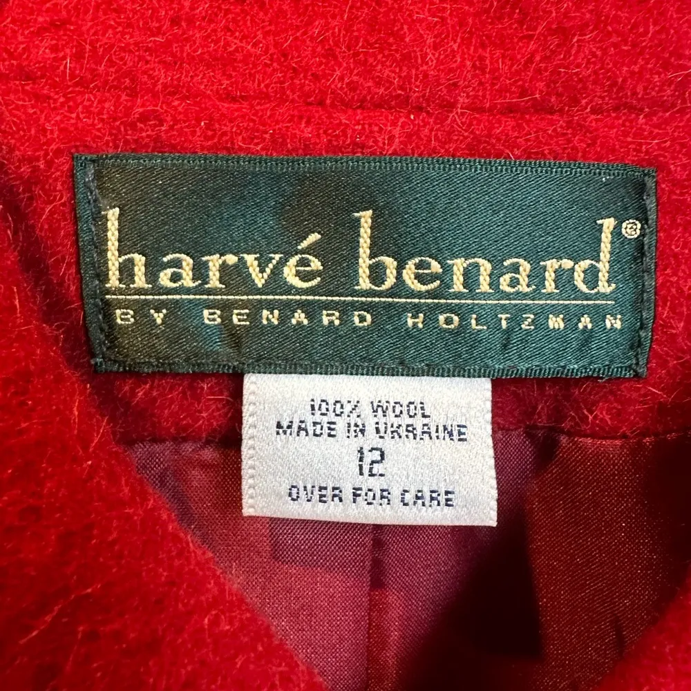Vintage Harvé Benard Red Peacoat 100% Wool Coat Short Jacket Women’s Size 12 - Image 4