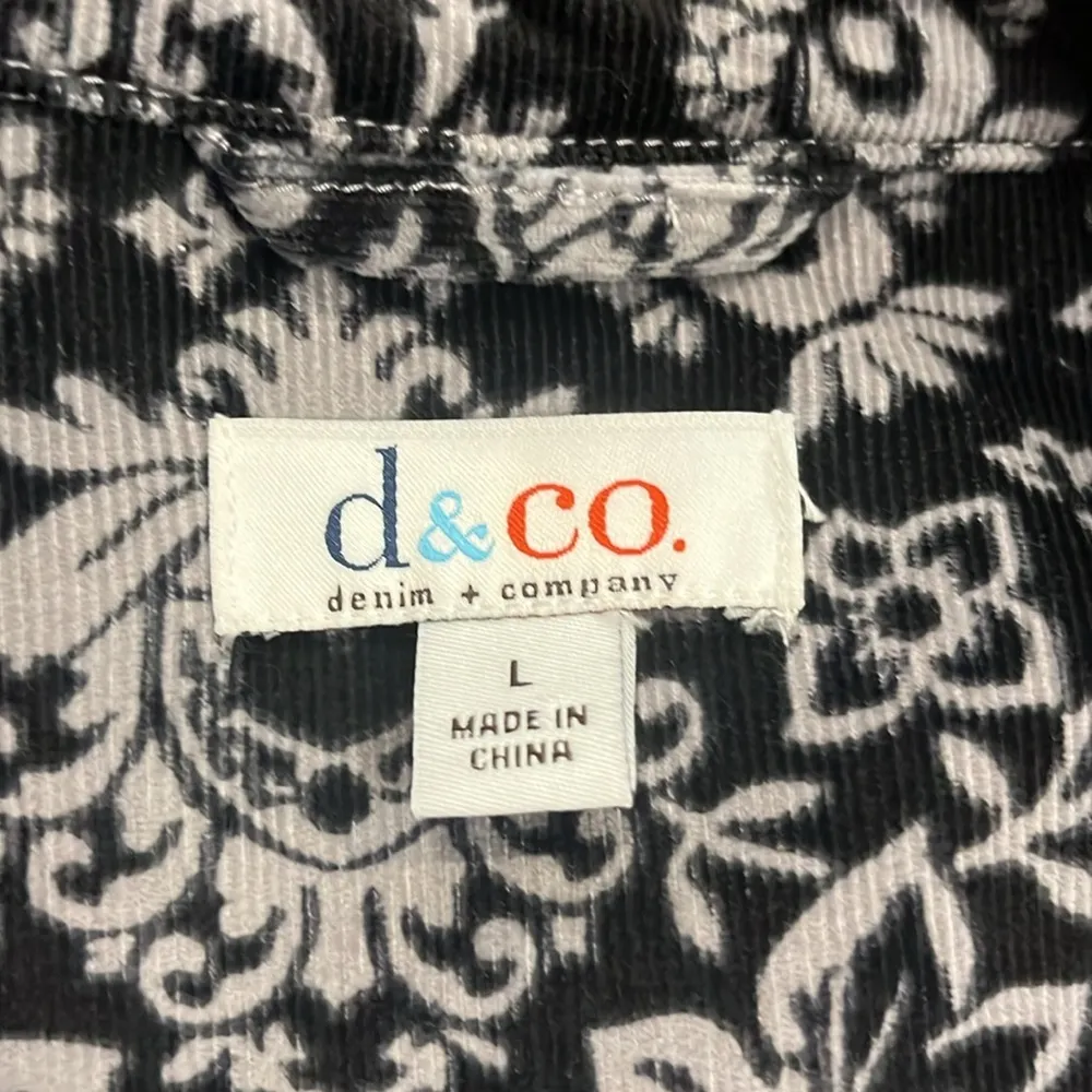 Denim & Co | d & co stretch corduroy jacket damask print L - Image 5
