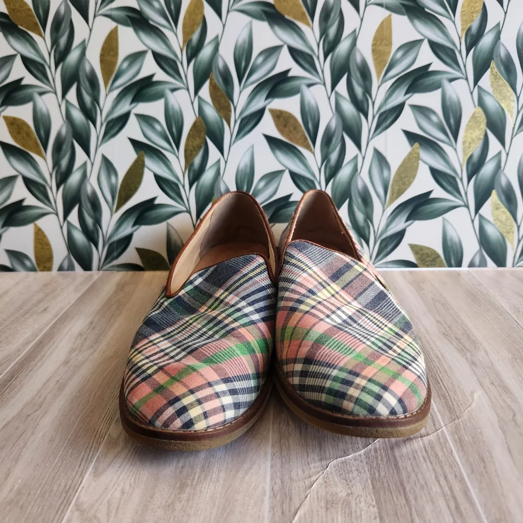 Sperry Seaport Levy 9.5 Plaid Loafers Pink Green Navy Yellow Flats ST585155 - Image 2
