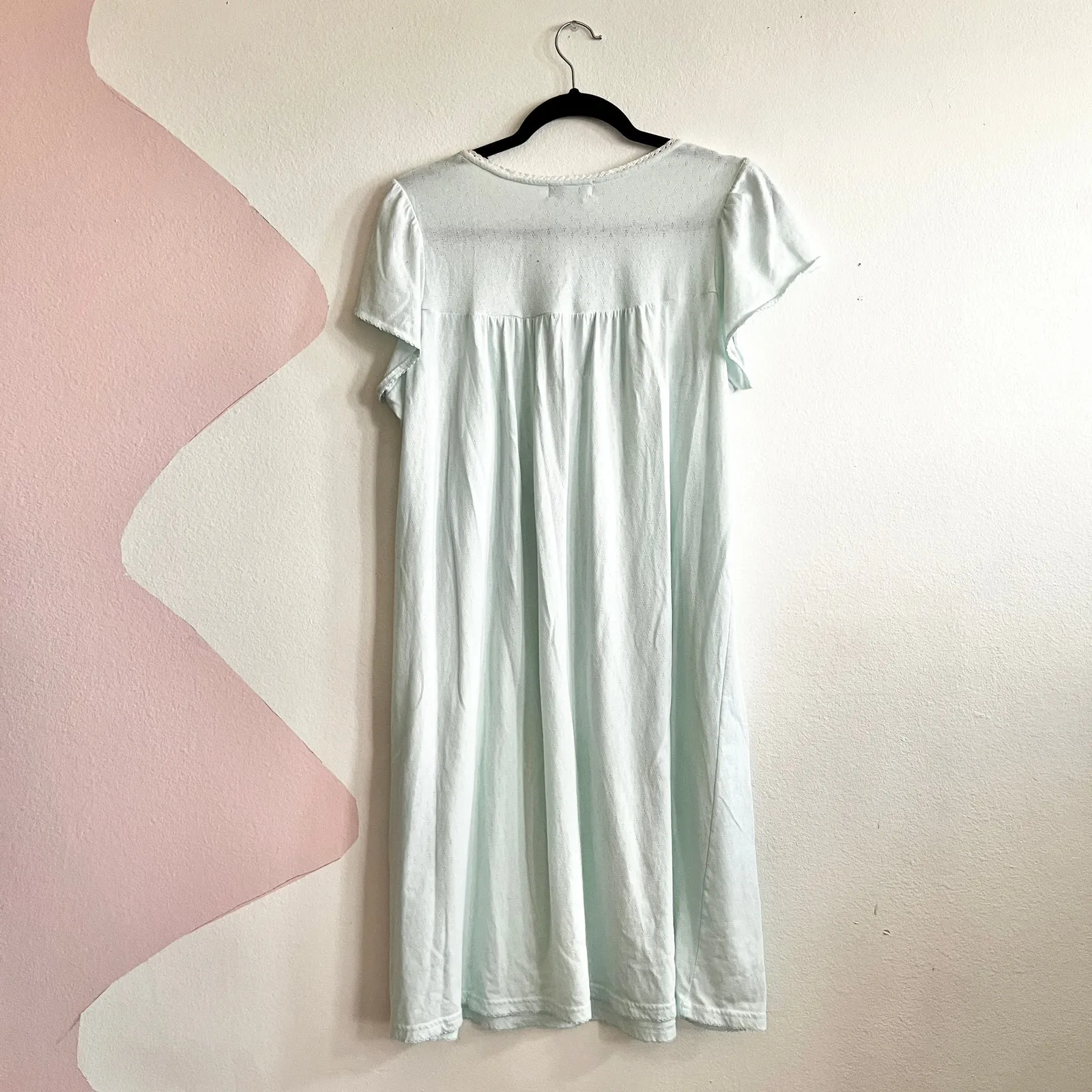 Miss Elaine Blue Nightgown Floral Lace‎ Trim Cozy Sleepwear Classic Medium - Image 3