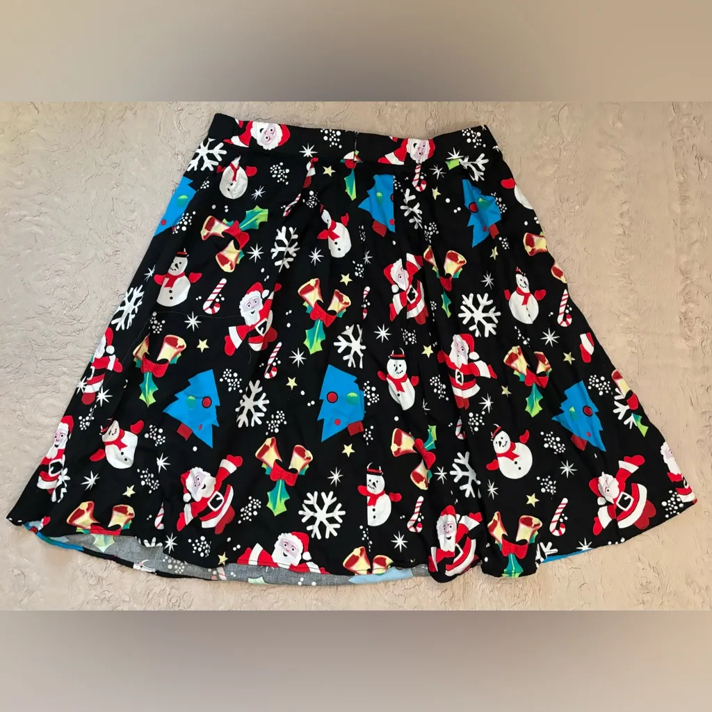 Christmas, Santa, Snowman, and snowflake holiday print skirt in size XL - Image 5