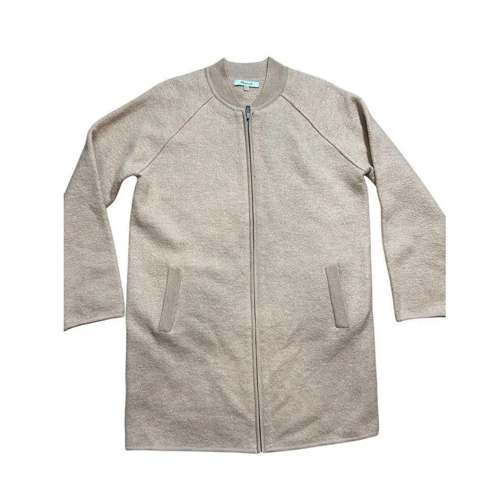 Madewell Bomber Sweater-Jacket in Bright Apricot Sz XXS - Image 3