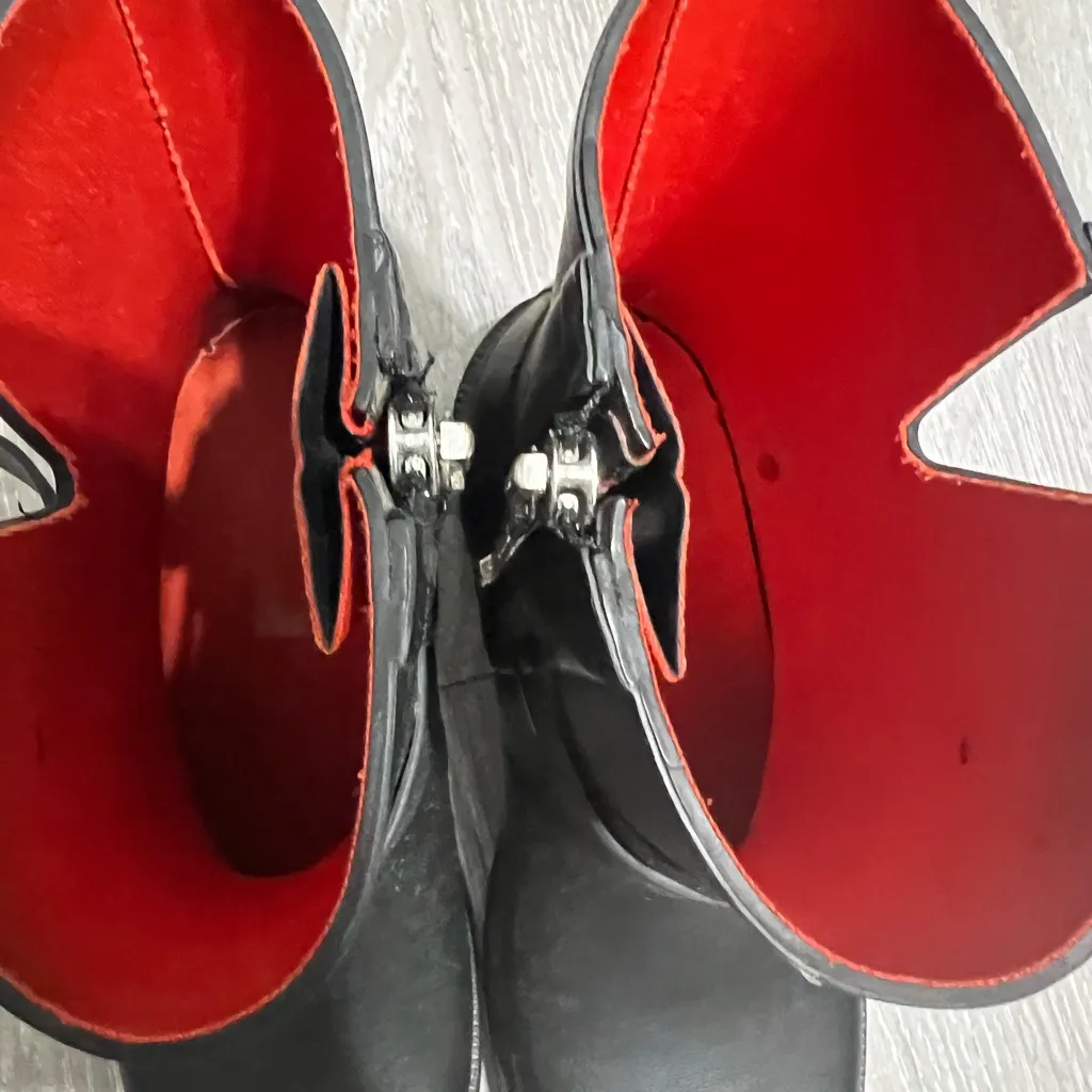 Rag & Bone Black Ankle Rain Boots Red Lining  size 37 - Image 7