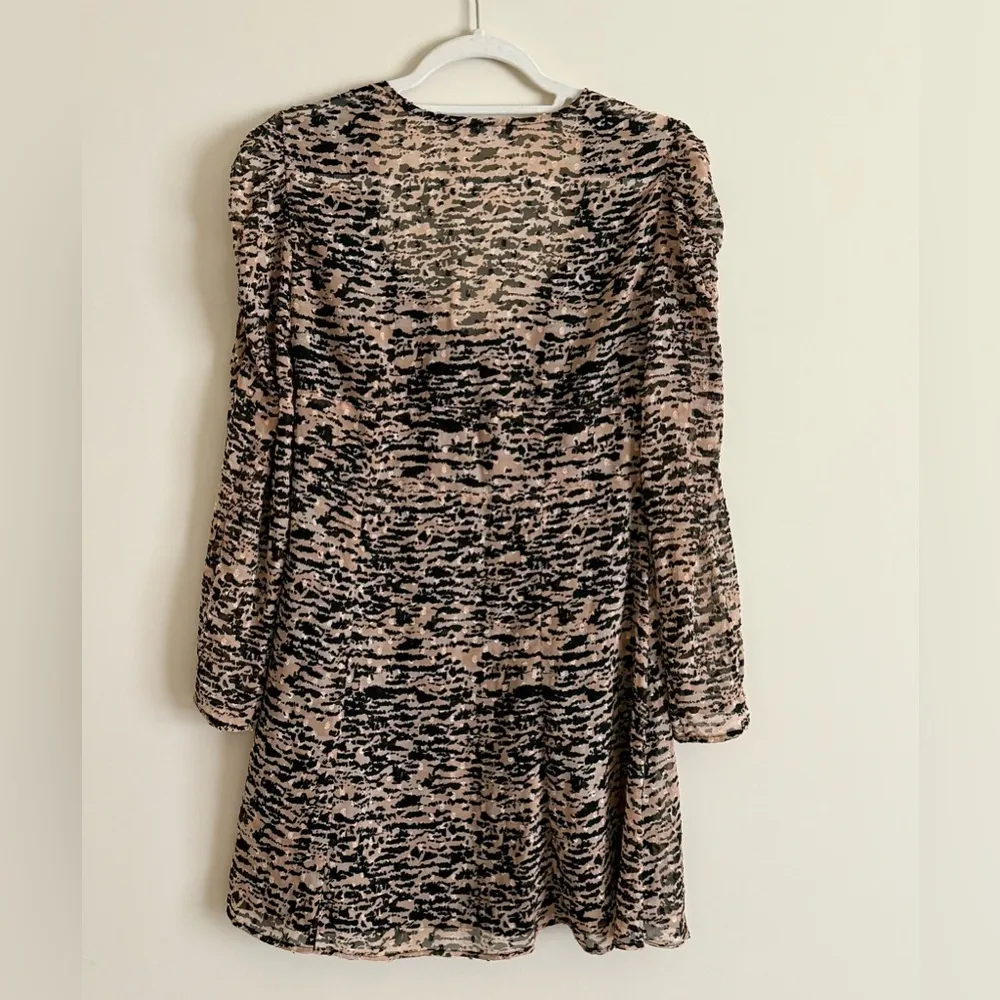 Zara Animal Print Milkmaid Dress with Velvet Bow - Size M - Image 7