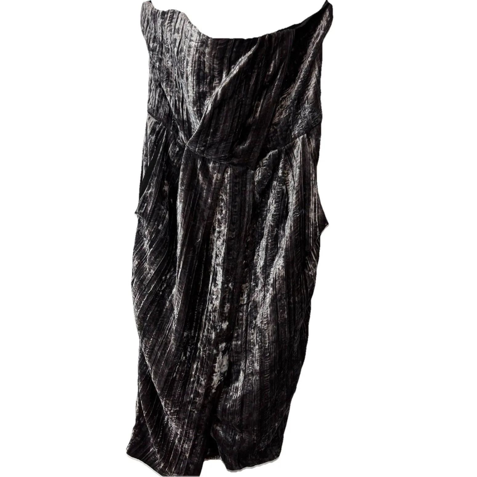 Rachel Roy Dress Mink Grey Crushed Velvet Strapless Pockets Sz 8 Glam Holiday - Image 2