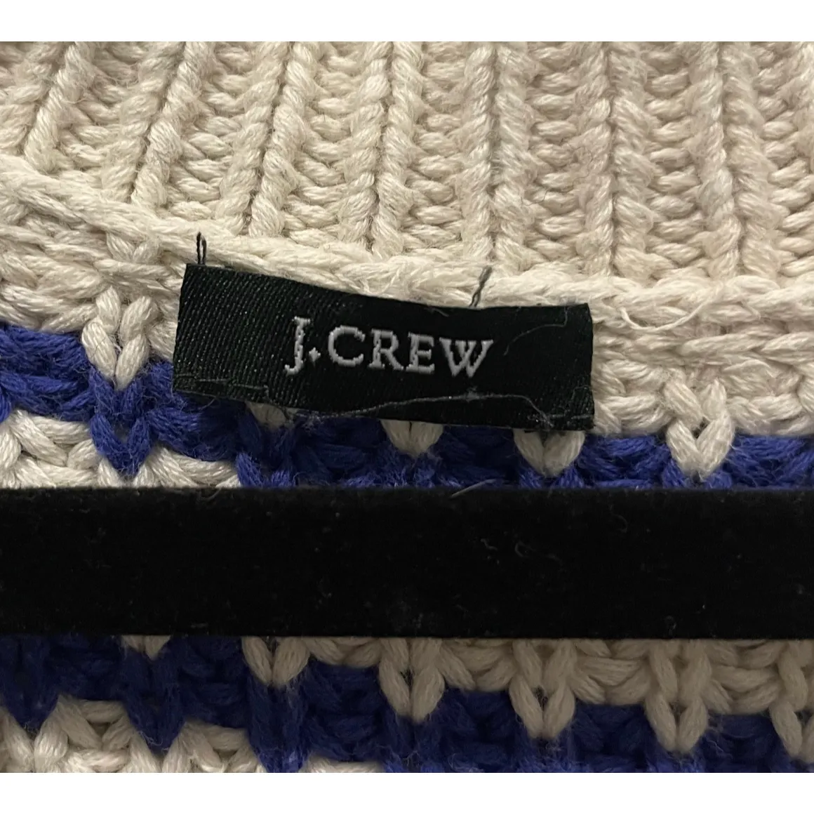 J.CREW Ripplestitch Striped Blue Cream Chunky Sweater Cardigan - Image 2