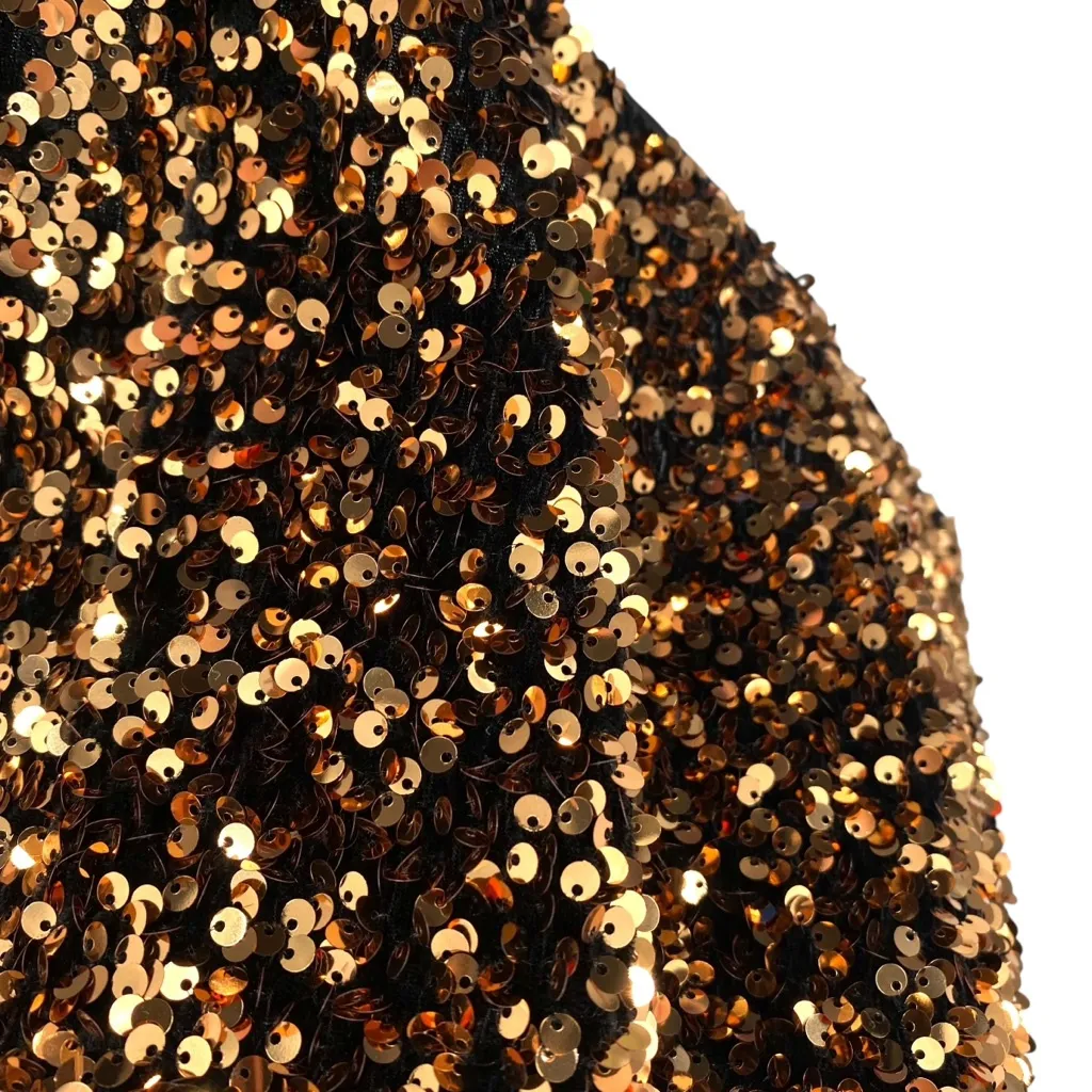 H&M Black and Gold Sequin A-Line Dress Cocktail Party New - Image 10