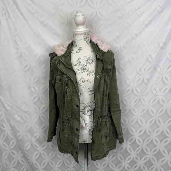 Anthropologie‎ Hei Hei Faux Pink Fur Hooded Utility Jacket Size S - Image 6