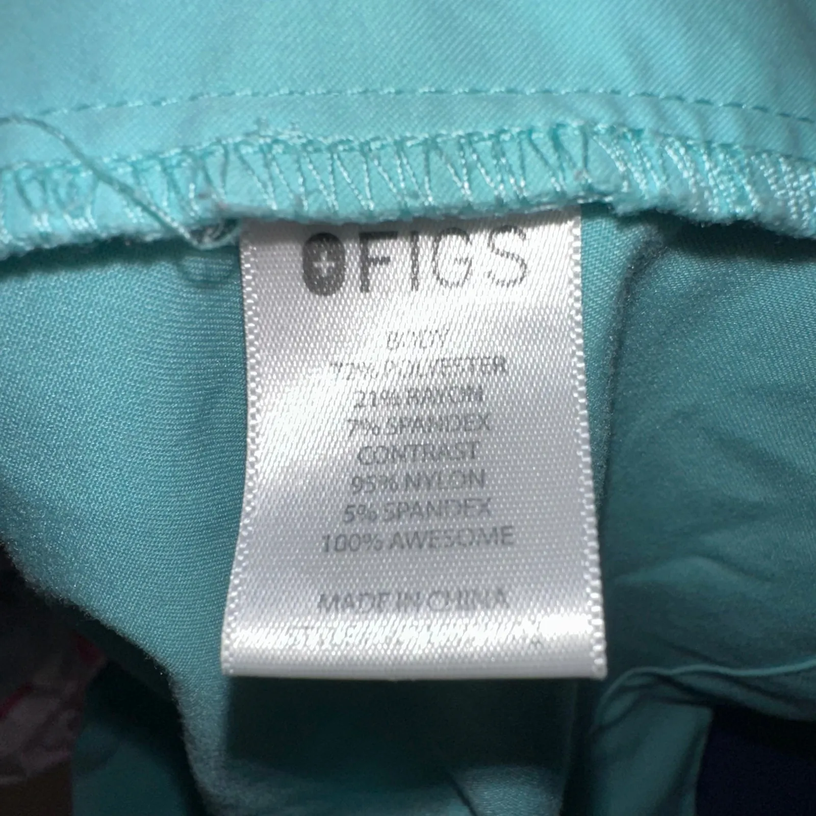 FIGS Technical Collection‎ Scrub Top Pocket Short Sleeve Aqua Blue XS - Image 3