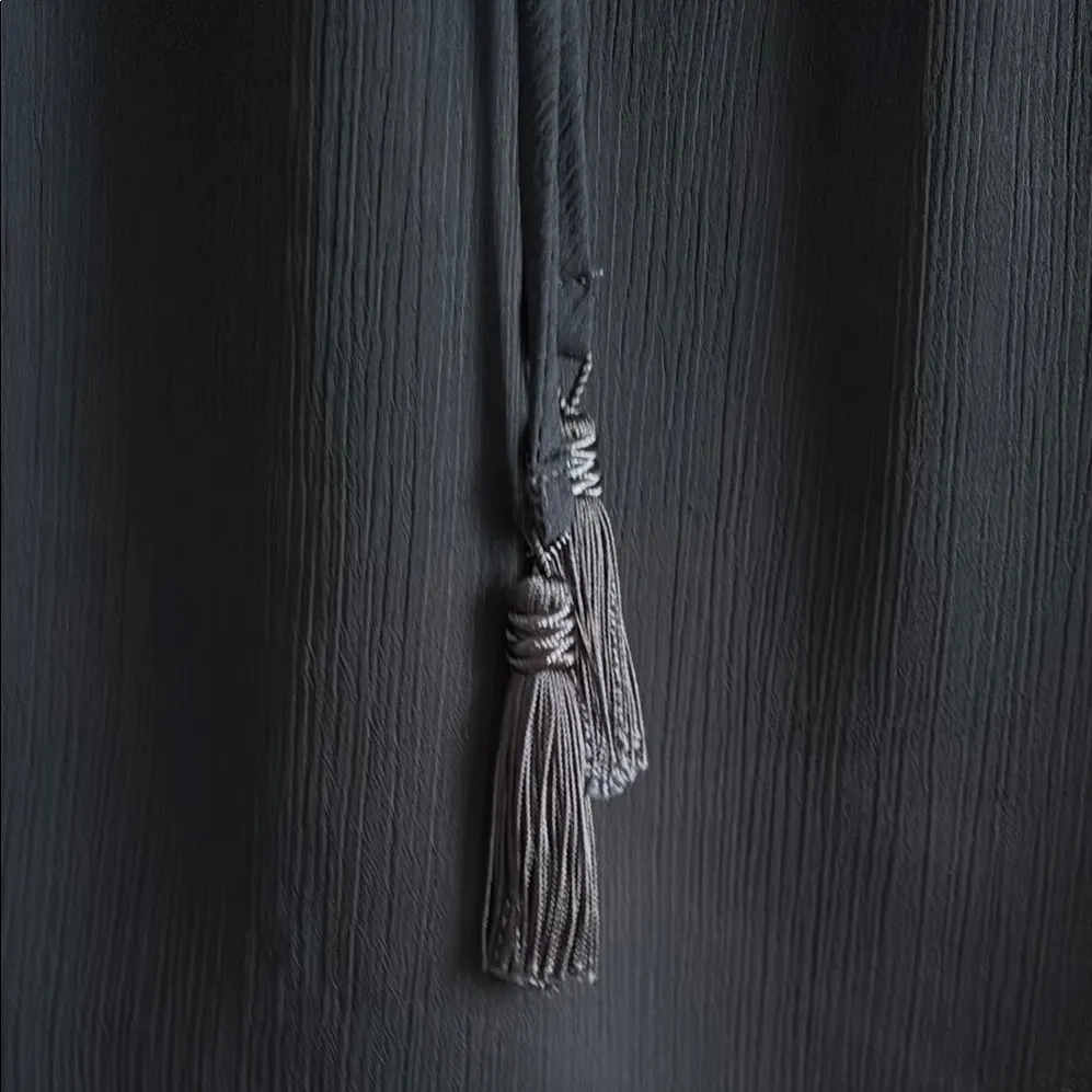 BCX Navy Sheer/lined  embroidered boho top size M - Image 6