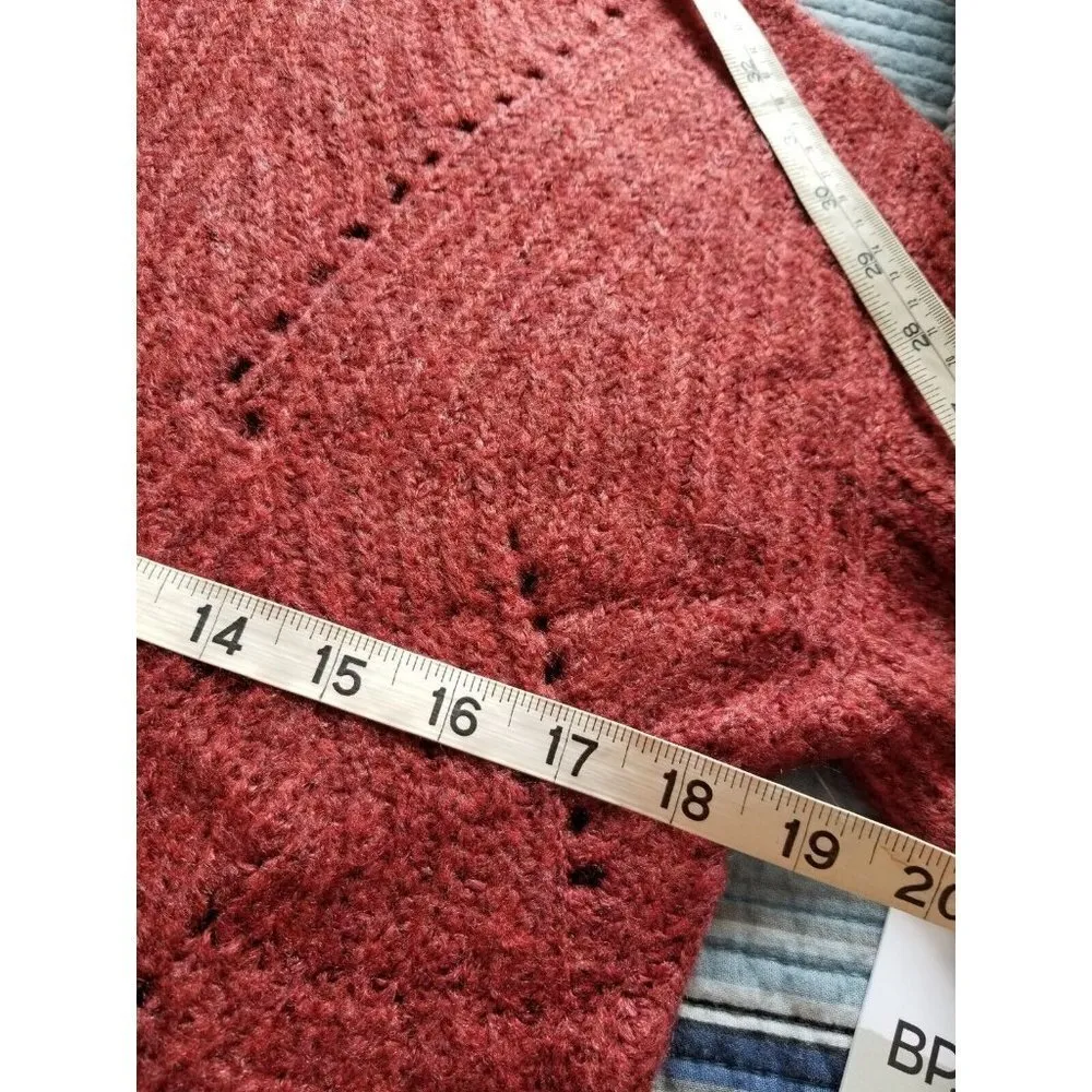 BP Crew Neck Oversized Knit Sweater Balloon Raglan Sleeve Red Rhubarb Women XS - Image 8