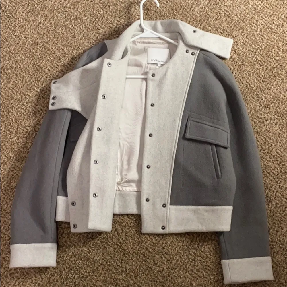 Phillip Lim structured wool blend grey coat sz 2 - Image 3