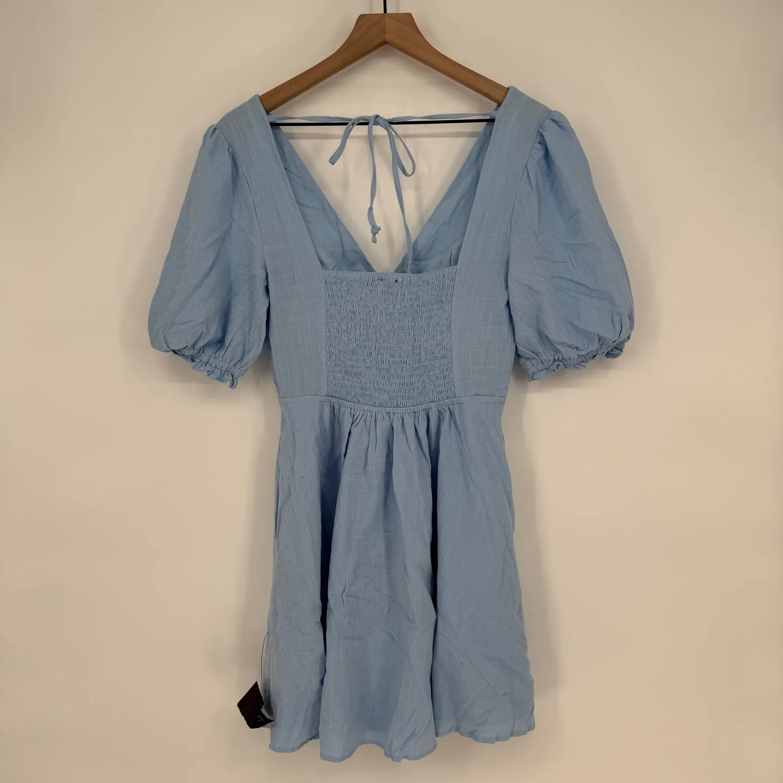 Lulus Dreaming Of Paris Blue Puff Sleeve Mini Dress With Pockets Size M‎ - Image 7