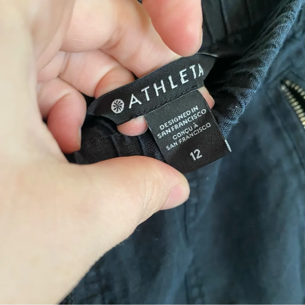 Athleta dark navy‎ blue jogger pants size 12 adjustable waist - Image 3