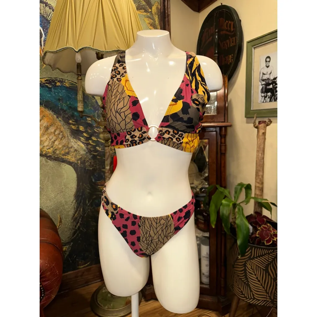 Women's Everyday California Bikini Set Size XL Multicolor Brown - Image 2