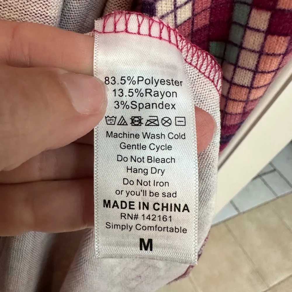 LuLaRoe Sarah Long Sleeve Duster Cardigan Pixelated Floral Print Size Medium M - Image 11