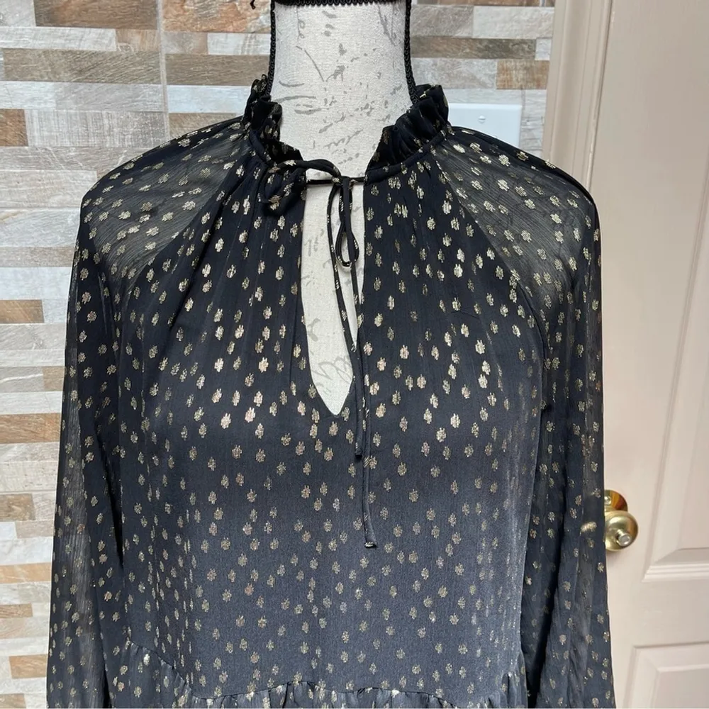 H&m Balloon-sleeved Dress golden dots baby doll style Sz US 6 - Image 4