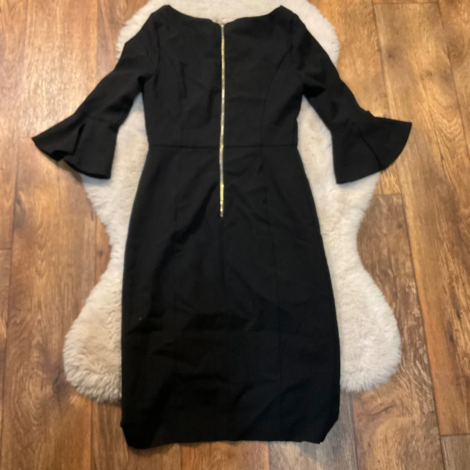 White House Black Market Dress Size 2 Flutter 3/4 Sleeve Zip Back Womens - Image 6