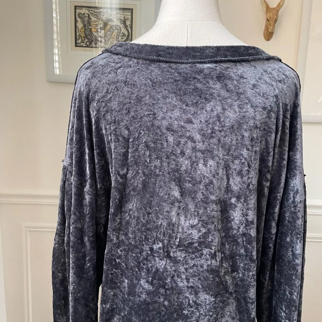 We The Free People Crushed Velvet Sweatshirt Dark Grey M - Image 6