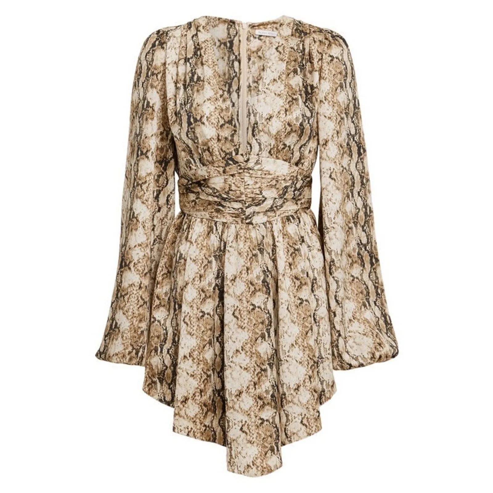 Ronny Kobo Orzora Snake Print Mini Dress Size Small Gently Used Boho Festival Tan - Image 6