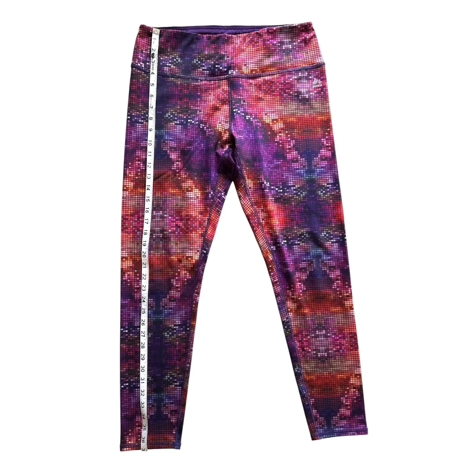 RBX‎ Live Life Active Women's XL Purple Abstract Pixelated Leggings Waist Pocket - Image 6
