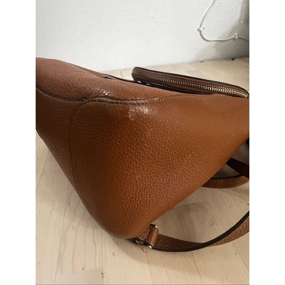 Kate Spade New York Leila Medium Flap Backpack Brown Pebbled Leather - Image 12