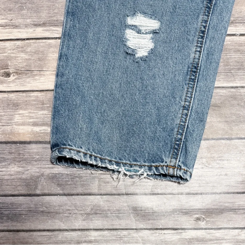 BDG Urban Outfitters Medium Wash High Rise Baggy Distressed Frayed Jeans 27 - Image 5